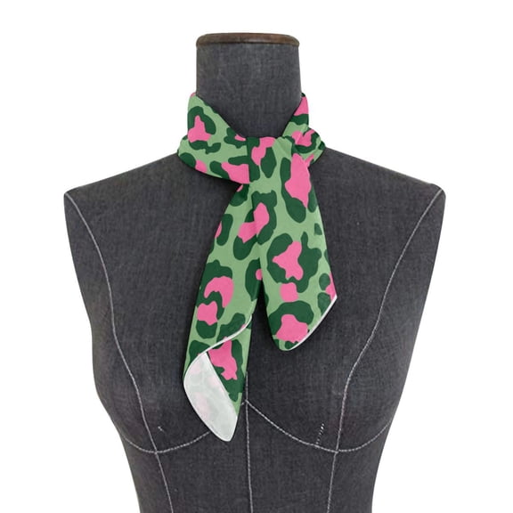 Square Scarf 24x24 Inch Leopard Print with Pink Accents Silky Satin Sun Protection Neck Scarf for Women Multi-Purpose Head Wrap Bandana for Hair Bag Decoration