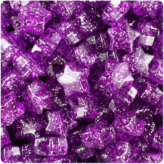 BeadTin Lilac Sparkle 13mm Star Pony Beads (250pcs)