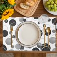 thumbnail image 4 of Grey Black Polka Dots Placemats Set of 4, Modern Abstract Art Placemats for Dining Table, Place Mats for Kitchen Tabletop, Waterproof Wipeable Dining Table Mats Set, 4 of 9