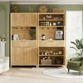 thumbnail image 2 of GIKPAL 3Pcs Pantry Storage Cabinet - Fluted Sideboard and Pantry Cabinet Set with Drawers, Modular Furniture Cabinet TV Stands for Living Room, Natural Oak, 2 of 11