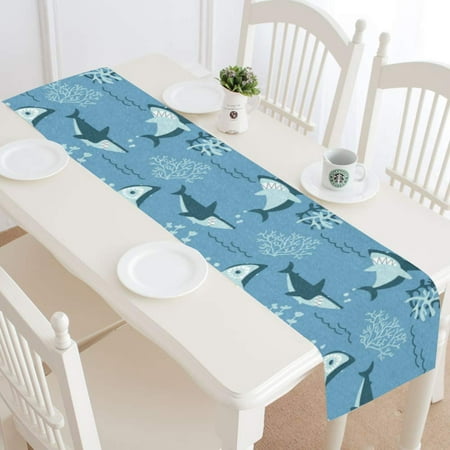 

MKHERT Cool Sharks Table Runner for Kitchen Wedding Party Home Decor 14x72 inch