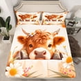 thumbnail image 2 of jejeloiu Farmhouse Highland Cattle Twin Sheet Sets,Countryside Floral Flower Twin Fitted Sheet,Cute Daisy Blossom Flat Sheet For Teens,Super Cozy Room Decor,3pcs, 2 of 7