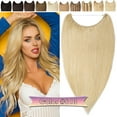 thumbnail image 3 of Benehair Human Hair Extensions Wire In Headband Hiddien Secret No Clip Weft One Piece Remy Hair Straight Women Blonde, 3 of 13