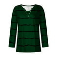 thumbnail image 3 of WREESH Womens Fashion Tunic Top V Neck Print Pullover Regular Fit Button Long Sleeve Tops Christmas Pleated Top Olive Green, 3 of 4