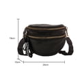 thumbnail image 3 of Bolsos cruzados para mujer Bolso grande de cuero suave con forma de sillín (negro), 3 of 5
