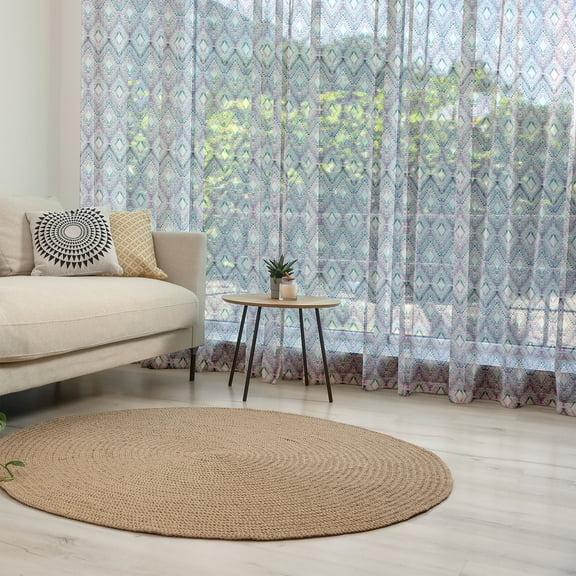 Paisley Tulle Curtains with Rod Pocket, Abstract Tribal Seamless Design with Ornamental Elements with Geometric Details, Sheer Drape for Wedding Party 2 Panels, 7 Sizes, Multicolor, by Ambesonne