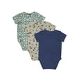 thumbnail image 2 of Hanes Pure Comfort Baby Short Sleeve Bodysuits, Organic Cotton, Boys & Girls, 3-Pack Blue/Green Assortment 3MTH, 2 of 2