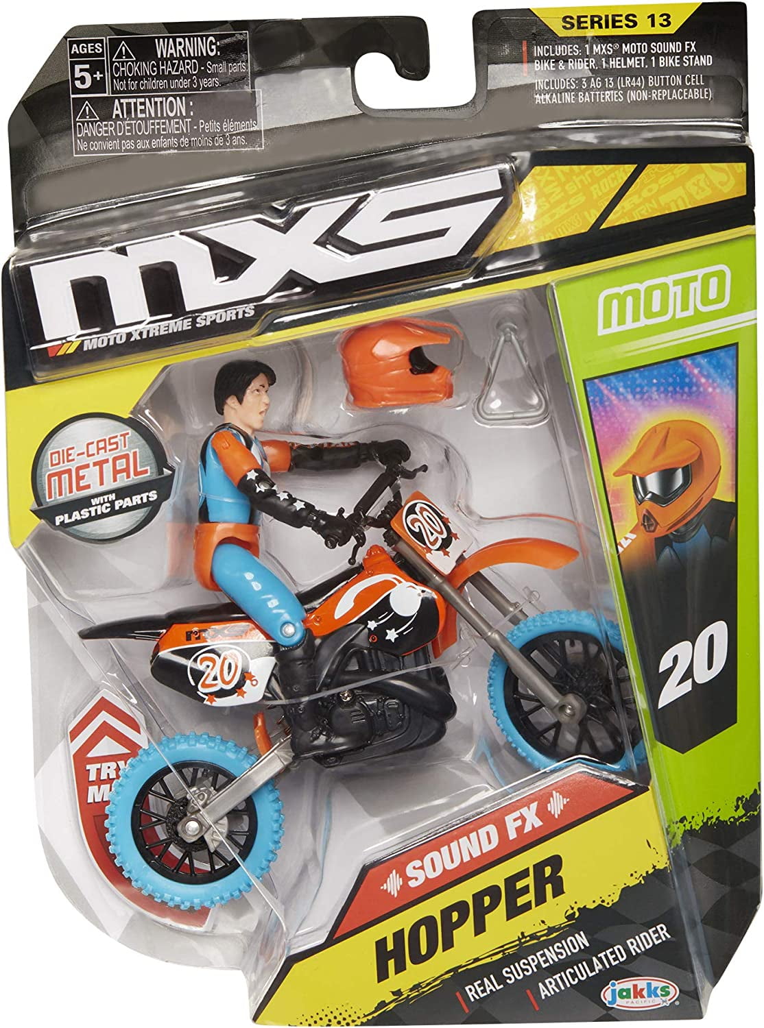 MXS Motocross Bike Toys Moto Extreme Sports, Bike & Rider with SFX Sounds  by Jakks Pacific Action Figure Playsets - #72 Red & Yellow Rider, for Kids