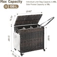 thumbnail image 5 of Laundry Hamper with Wheels, 34.3 Gallon(130L) Rolling Laundry Basket with Lid, 3-Section Rattan Clothes Hamper with 3 Removable Liner & 3 Mesh Bags, Laundry Sorter with Side Pocket, Brown, 5 of 7
