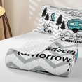 thumbnail image 4 of Erosebridal Happy Camping Camper Twin Quilt Set, Gray Wave Stripe Twin Coverlet Set, 2-Piece 1 Bedspread and 1 Pillowcase, 4 of 7