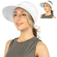 thumbnail image 1 of SUN CUBE Sombrero de sol para mujer para protección UV al aire libre, sombrero de ala ancha para el sol, cola de caballo, visera de playa convertible con cremallera, 1 of 1