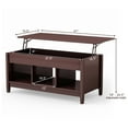 thumbnail image 4 of Giantex Lift Top Coffee Table, with Hidden Storage Compartment & 3 Open Shelves, Rectangular Cocktail Tea Table w/Solid Wood Legs for Living Room Reception Room, Brown, 4 of 8