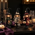 thumbnail image 5 of 3 Pcs Halloween Witch Table Decorations, Halloween Wooden Witch Figurine, Rustic Tabletop Witch Decor, Plaid Witch Ornament, Farmhouse Shelf Display Mantel Holiday Party Decoration,Coffee, 5 of 6