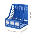 thumbnail image 2 of Unique Bargains Magazine File Holder, PS Plastic Vertical 3 Compartment Desktop Book Storage Rack Organizer, Blue, 2 of 4