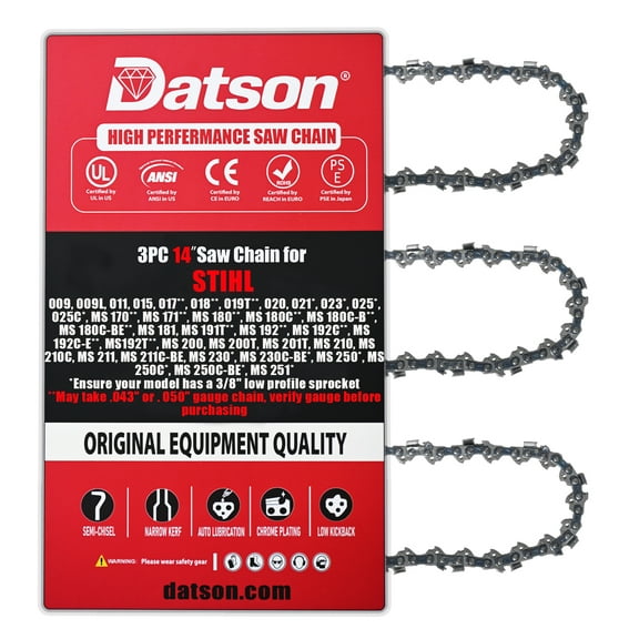 3PACK,14 Inch Chainsaw Chain 3/8" LP Pitch .050" Gauge 50 Drive Links- 63PM3 50 Fits FOR STIHL  MS 170**, MS 171**, MS 180**, MS 180C**, MS 180C-B**, MS 180C-BE**, MS 181
