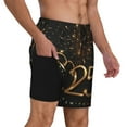 thumbnail image 2 of Balery 2025 Golden On New Year Mens Swim Trunks Swim Shorts for Men Quick Dry Inseam Beach Shorts with Compression Liner Pocket-Small, 2 of 9