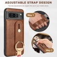 thumbnail image 4 of Compatible Brown Google Pixel 8 Pro Case with Strap,Full Protective PU Leather Cover with Necklace Lanyard Protective Ring Case for Google Pixel 8 Pro Case Kickstand,Phone Case Pixel 8 Pro Cover, 4 of 7