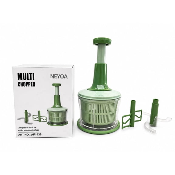 NEYOA Multi Chopper Manual Food Processor with Stainless Steel Blades, Vegetable Cutter & Mixer for Fruits, Vegetables, Garlic, Onion & Salad Preparation