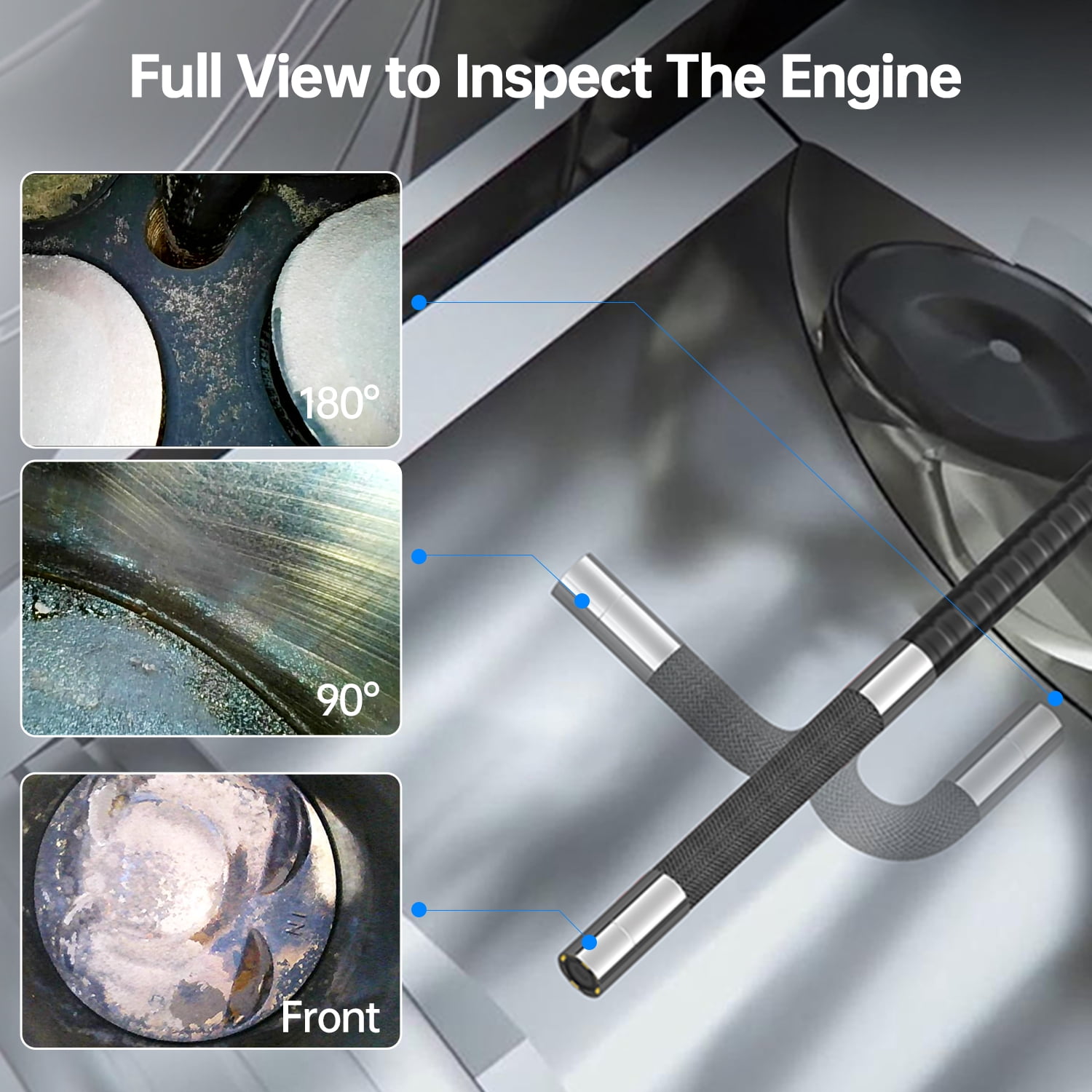 Articulating Borescope, Teslong Automotive Endoscope with 8 LEDS, 8.5mm Len, 5ft Flexible Cable Snake Industrial Steering Endoscope Inspection Camera