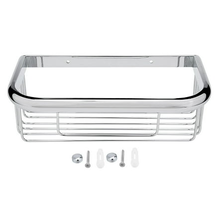 Uxcell 10-inch Brass Rectangle Shape Bathroom Shower Caddy Basket Silver Tone