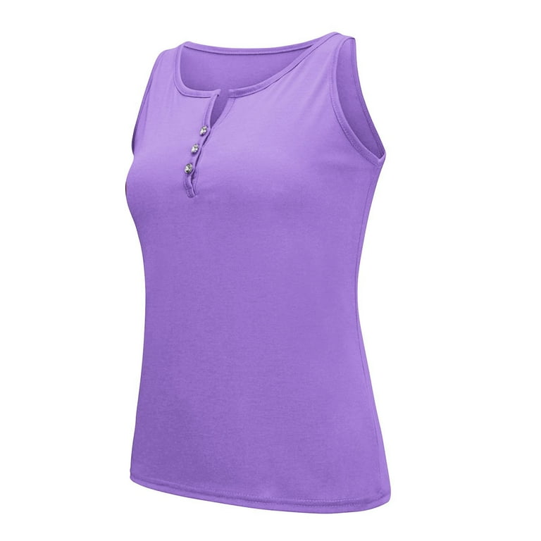 Dasayo Sleeveless Womens Tops Dressy Purple Solid Tank Tops