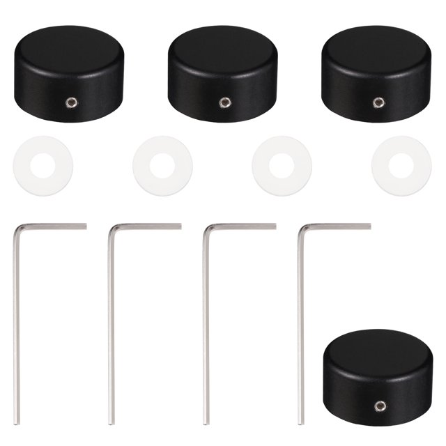 Pedal Footswitch Topper with Screws and Pads for Guitar Use Black Aluminium Alloy 4 Sets