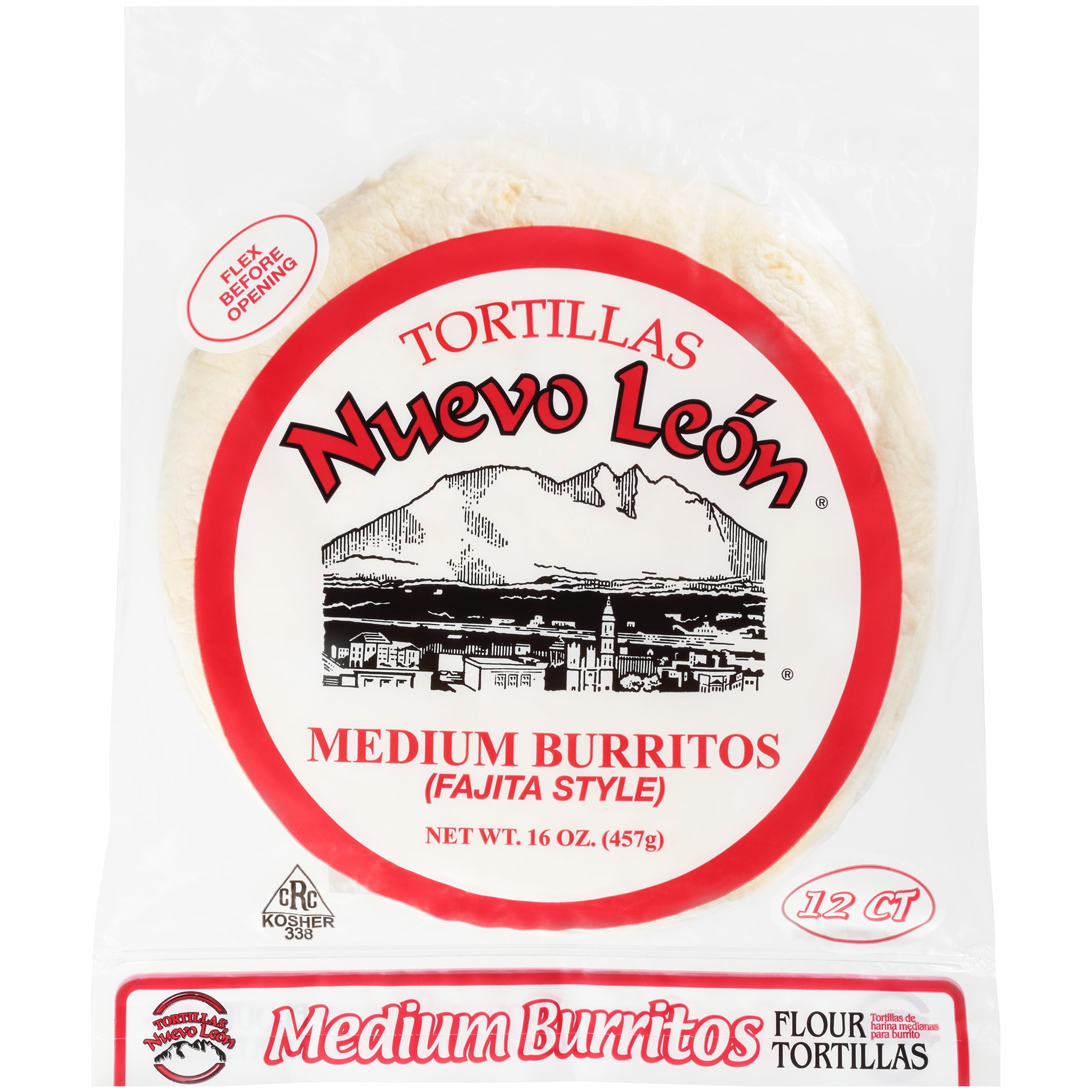 Tortillas Nuevo Leon® Medium Burritos Fajita Style Flour Tortillas 16