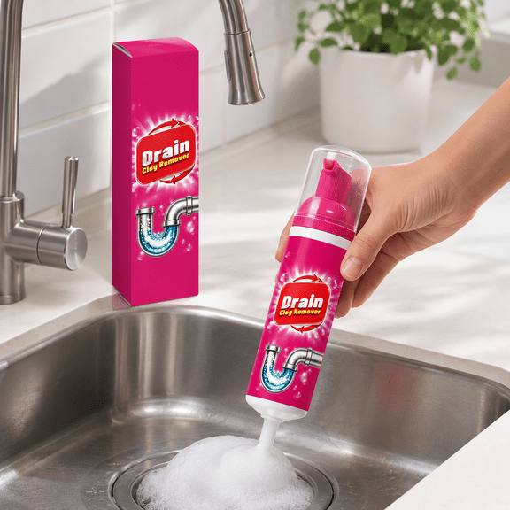 Foaming Pipe Clog Remover Cleaner, 3.38floz Expanding Foam for Hair Grease and Soap Scum, Drain Deodorizer for Kitchen Sinks Bathroom Showers and Tub