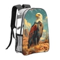 thumbnail image 3 of Susaid Western Desert Cactus Bald Eagle Print Clear Backpack See Through Transparent Plastic Clear Bookbags for School, College, Stadium,Work, 3 of 7