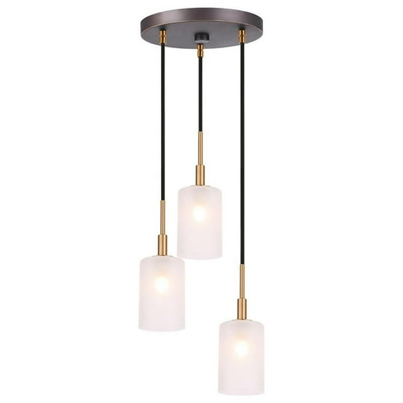 Woodbridge Lighting Elise 3-Light Glass Cluster Pendant in Brass/Bronze/Opal