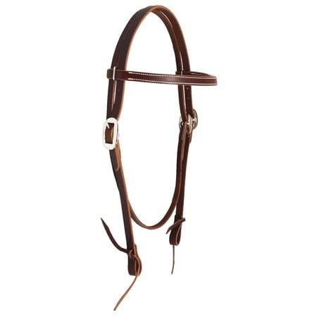 Headstall Tie Ends - Horse Western Tack Browband Stitched Latigo Leather Headstall w/ Tie Ends 78189