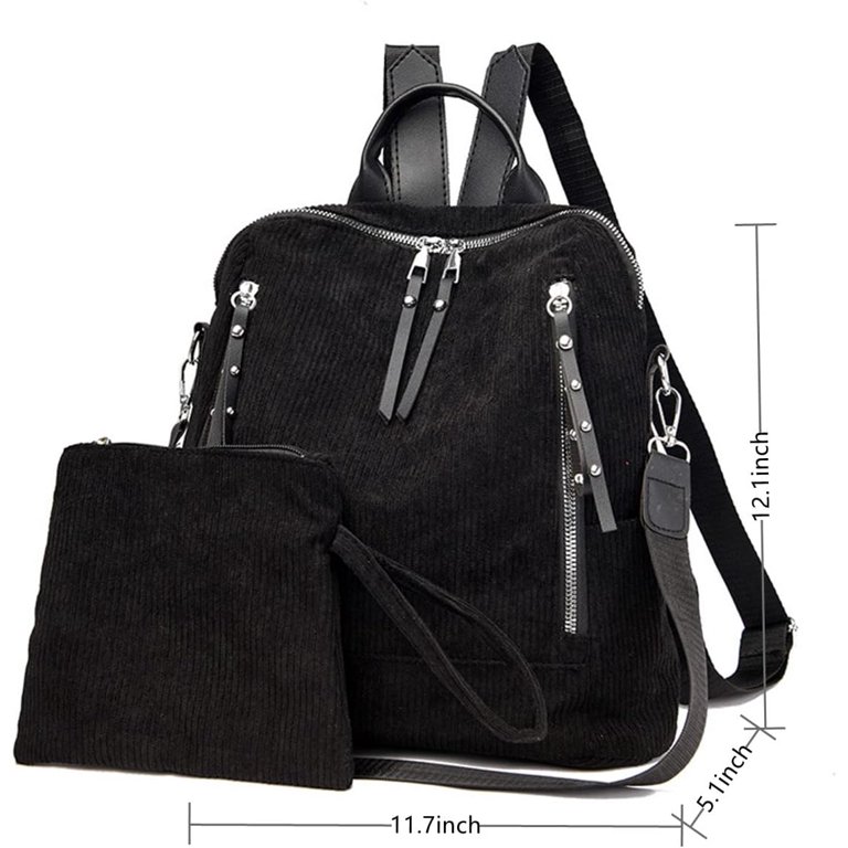 Womens Corduroy Casual Backpack Purse Convertible Travel  display picture 3