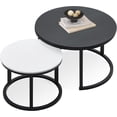 thumbnail image 6 of Jerry & Maggie Nesting Tables for Small Spaces 27.5" Round  Farmhouse Set of 2 Coffee Table, Space-Saving Living Room, Bedside, Apartment Furniture (Black and White), 6 of 13