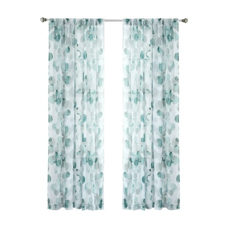 Sara B Eucalyptus Printed Sheer Curtain Panel Set Walmart Com
