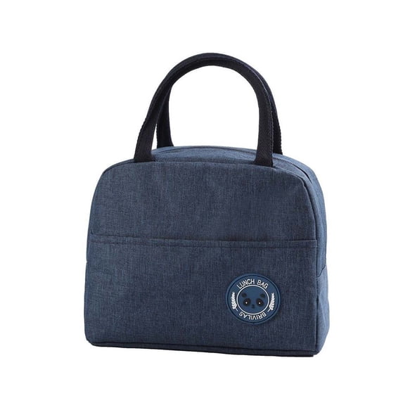 Cute Portable Panda Nylon Thermal Insulated Waterproof Tote Food Container Fresh Cooler Bags Lunch Storage Handbags Korean Lunch Box NAVY BLUE