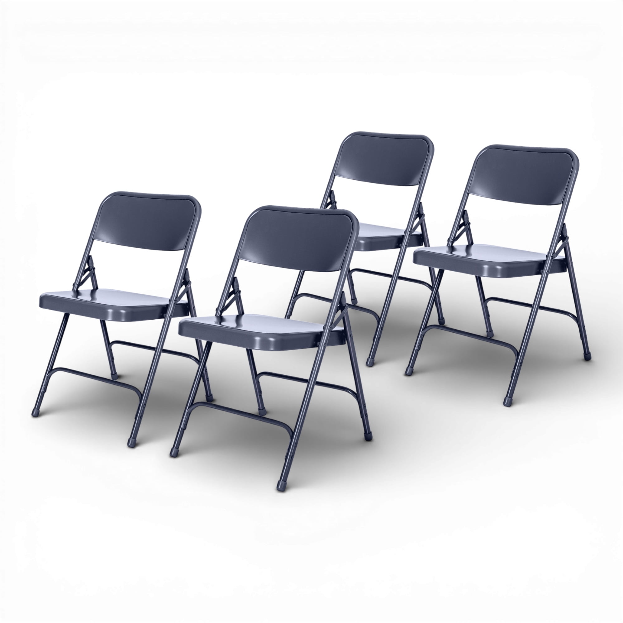 Hampden Furnishings Bernadine Collection Steel Double Hinge Folding Chair, Blue, Pack of 4