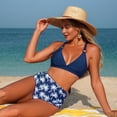 thumbnail image 3 of Generic Womens High Waisted Bikini Cross Lace Up Bathing Suit Ruched Bikini Swimsuits Tummy Control Swimwear, 3 of 5