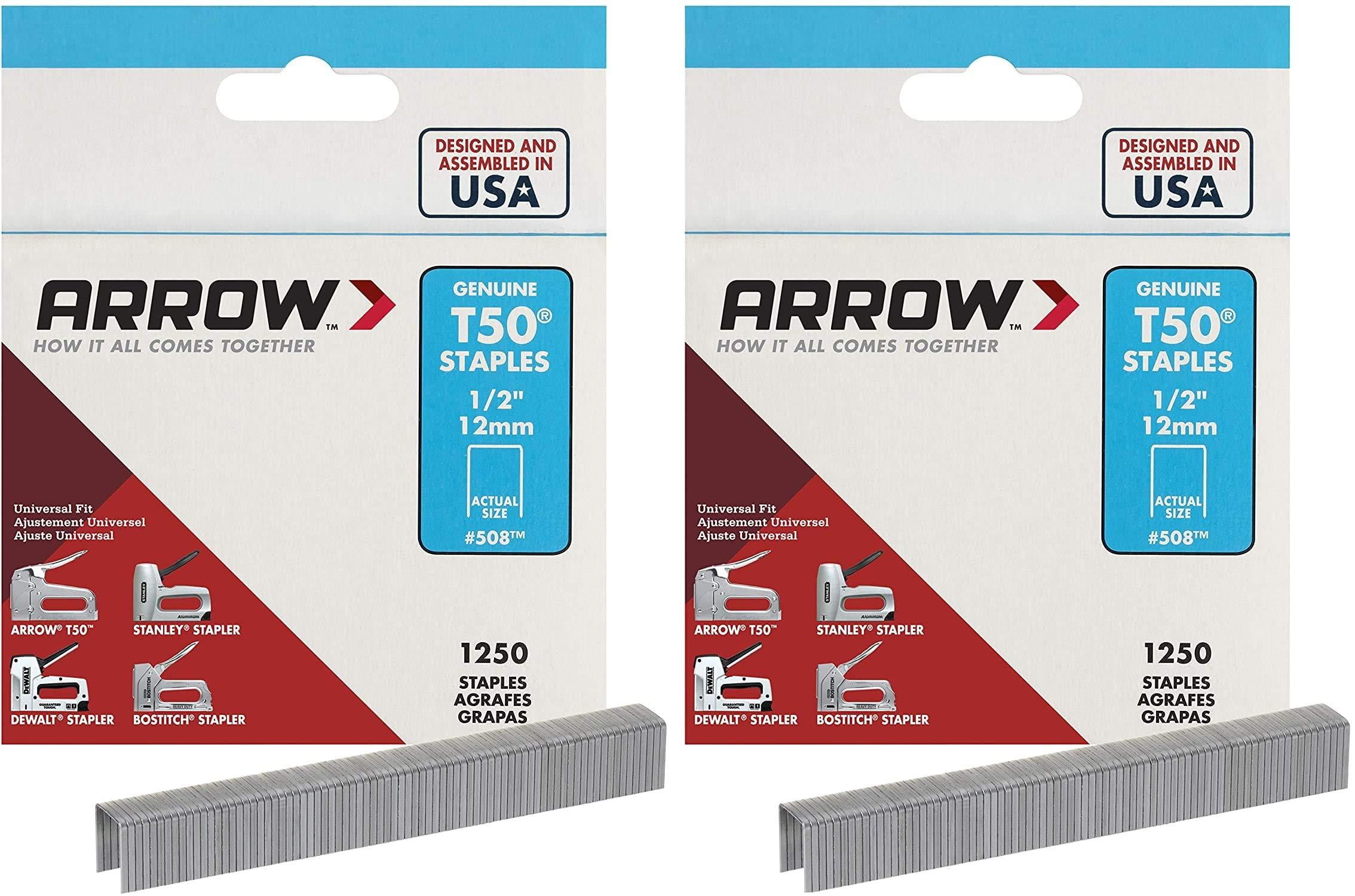 Genuine Arrow® Precision Made No T-50® ½" Staples 1,250 per box New 12mm 