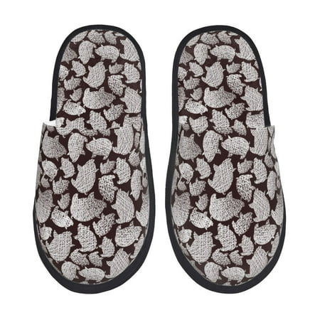 Balery Hand Drawn Pig Slient Indoor Furry Fleece Comfort House Shoes Soft Non-Slip Home Shoes Cotton slippers House Slippers-- Medium