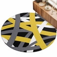 thumbnail image 2 of Round Area Rugs 5Ft, Yellow Black Geometric Non-Slip Washable Circle Rugs Carpet, Modern Art Abstract Grey Line Indoor Outdoor Rug Floor Mats Throw Runner for Bedroom Living Room Bathroom, 2 of 8