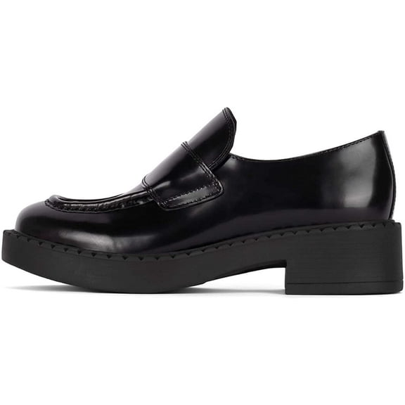 Jeffrey Campbell Librarian Vamp Moc-Toe Classic Penny Loafer Black Box Leather (BLACK BOX, 6)