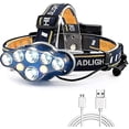 thumbnail image 1 of Faro, superbrillante, 12000 lúmenes, 6 LED, 8 modos, USB, con luz indicadora roja, faro recargable a prueba de agua, faro para acampar, Fishi, 1 of 4