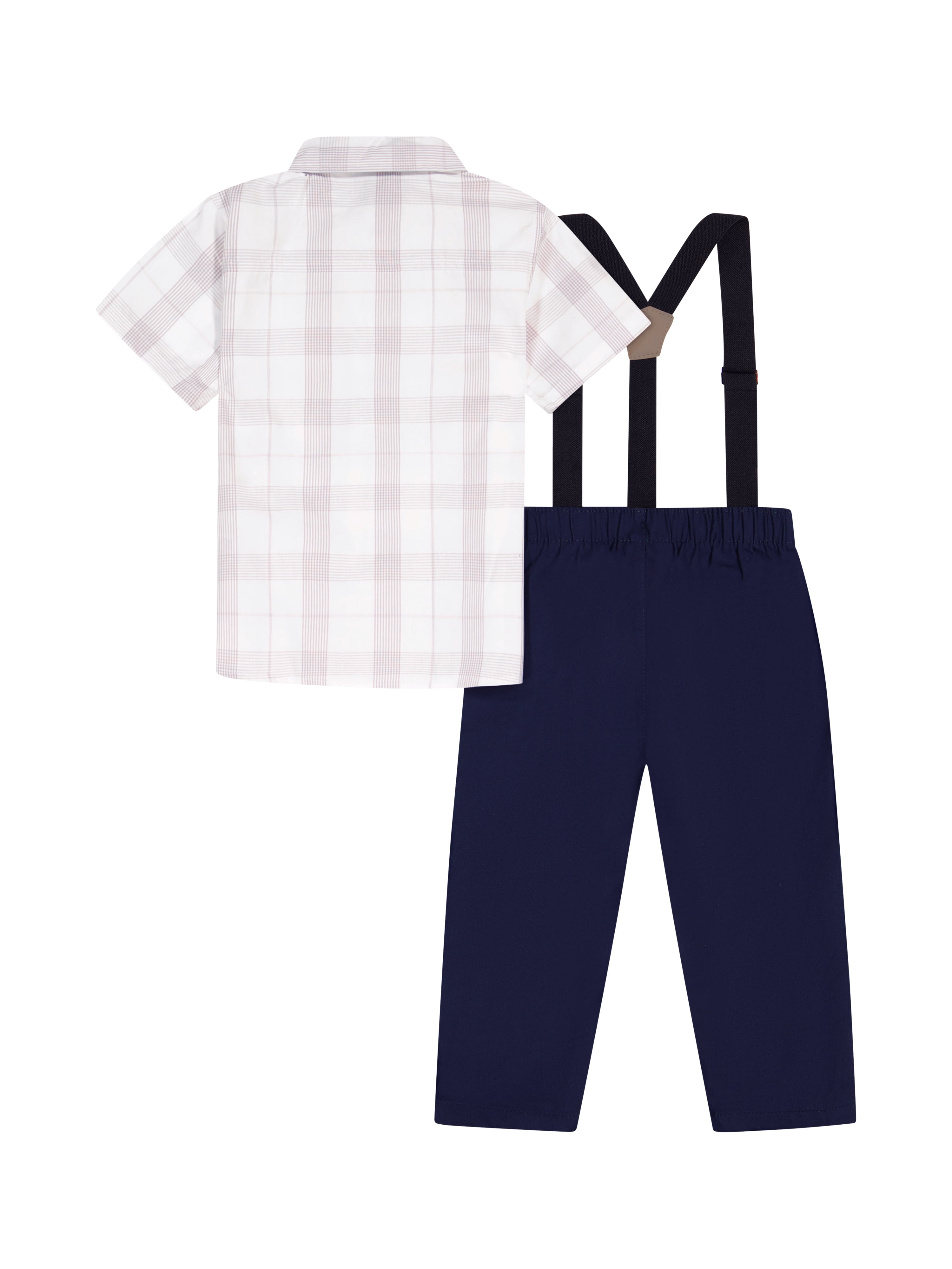 Tahari Toddler Boy White Bow Tie & Suspender Pant Set, Size 2T-4T
