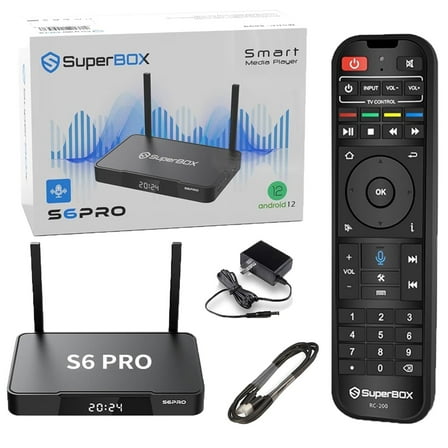 SuperBox S6Pro Fully Loaded,2025 Newest Pack,4G 32G Powerful Smart Box 2T2R Dual Band Wifi