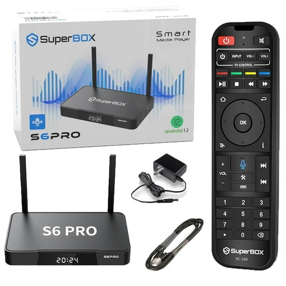 SuperBox S6Pro Fully Loaded,2025 Newest Pack,4G 32G Powerful Smart Box 2T2R Dual Band Wifi