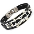 thumbnail image 2 of Pulsera de cuero de aleación punk ZHAOCHENG con cierre de acero inoxidable para hombres y mujeres 21 cm, 2 of 4