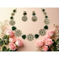 thumbnail image 6 of South Indian Bollywood Victorian & Floral Design Green & White Kemp Stone Gold-Plated Matte Finish Choker Necklace Set with Drop Earrings – Bridal Jewelry by Haya Jewel., 6 of 7