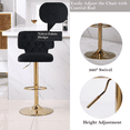 thumbnail image 5 of 25-34 Inch Velvet Bar Stools, Counter Height Adjustable Swivel Barstools High Bar Chairs with Button Tufted Back & Golden Metal Base, Stools Chair with Footrest for Island, Pub(Black,Set of 2), 5 of 10