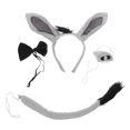 thumbnail image 2 of BRIGHTFUFU 1 juego de adorables diademas con orejas de burro para niños, accesorio de disfraz de Halloween, accesorio para disfraz de burro, diadema para nariz, pajarita y cola, 2 of 8