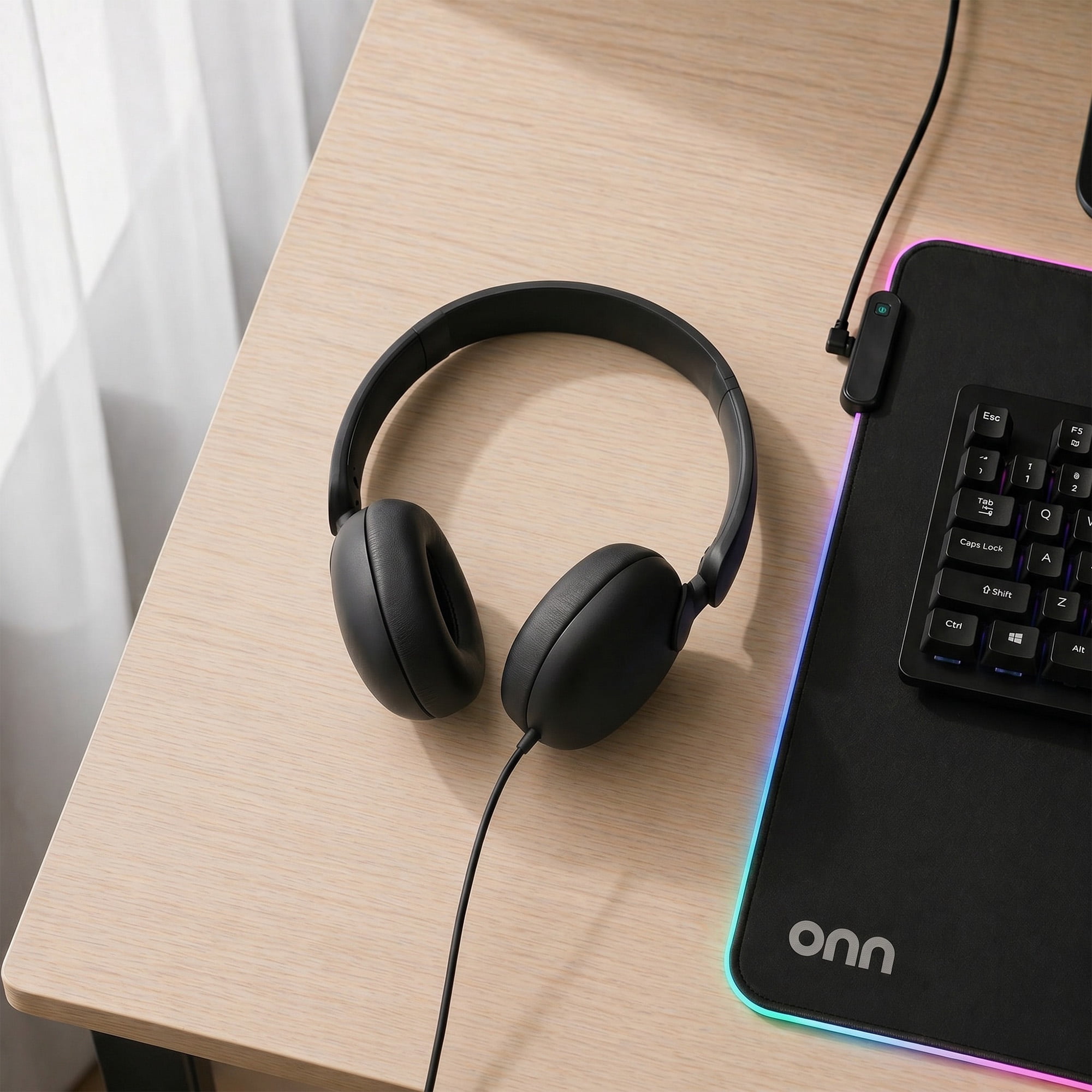 onn On-Ear Headphones, Black